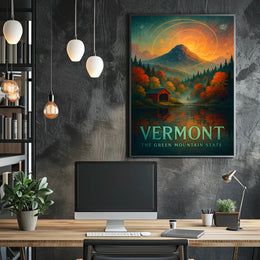 Majestic Autumn Mountain: Artistic Poster