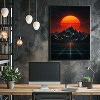 Retro-futuristic Landscape with Neon Glow Futuristic Sci-Fi Poster