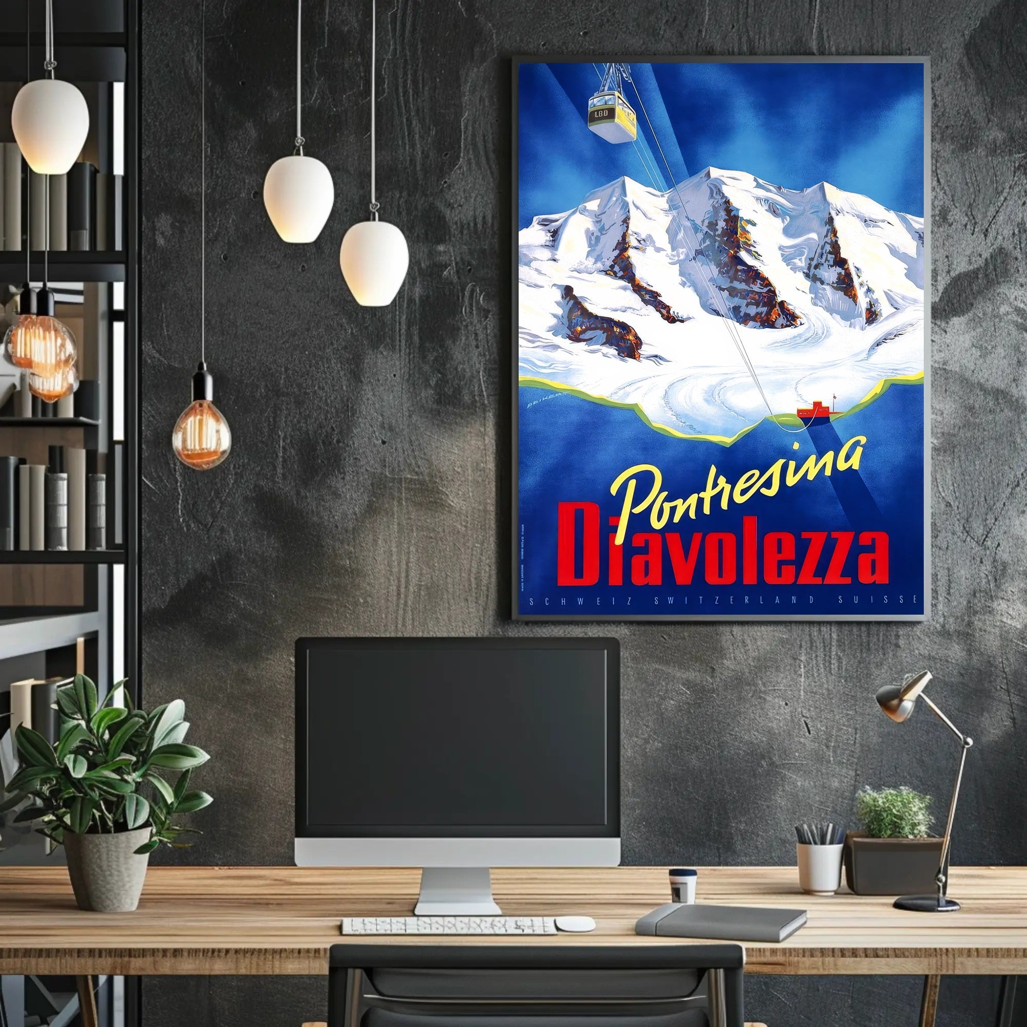 Pontresina Diavolezza Vintage Travel Adventure Poster PosterGoat
