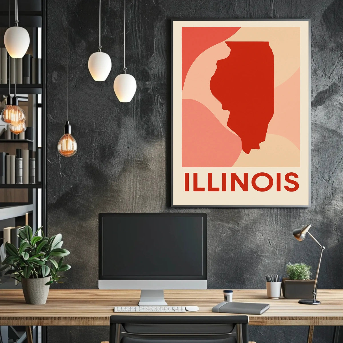 Illinois State Silhouette Poster