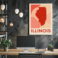 Illinois State Silhouette Poster