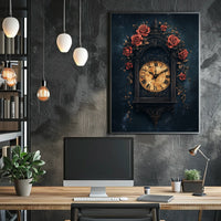 Timeless Vintage Clock with Roses Cultural or Heritage Poster