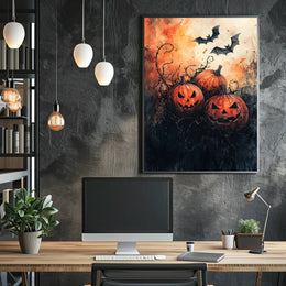 Halloween Pumpkins Spooky Vibes Artistic Poster