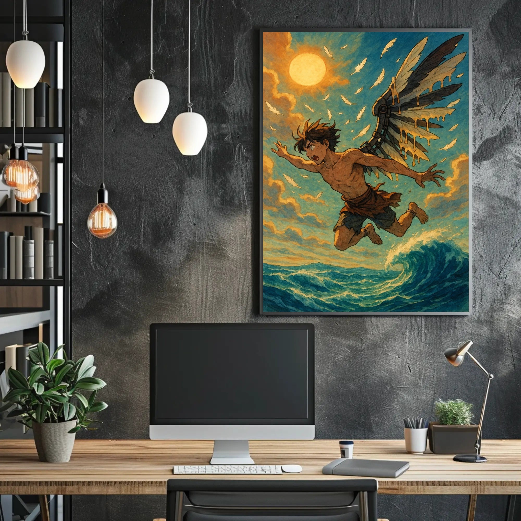Icarus Inspired Myth Art in Vintage Painterly Style Poster