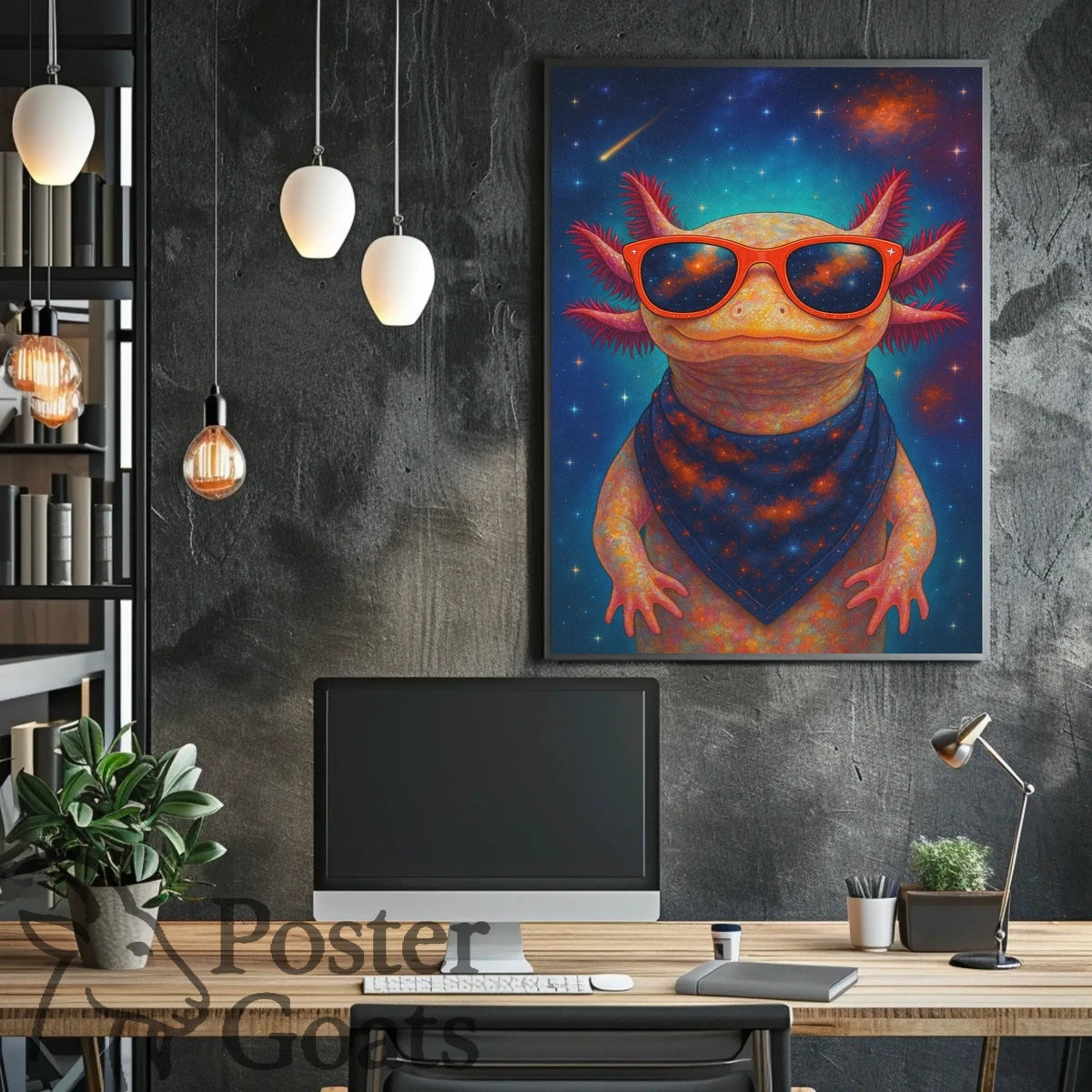 Cosmic Axolotl Fantasy Art Poster