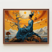 Celestial Dreamscape: Enchanted Woman in Cosmic Fantasy Poster