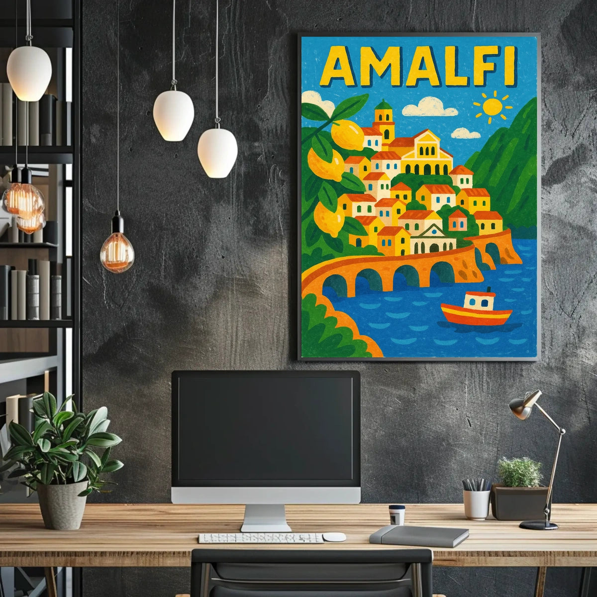 Amalfi Coast Illustration Poster
