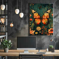 Butterfly and Botanical Garden Scene Animal Poster