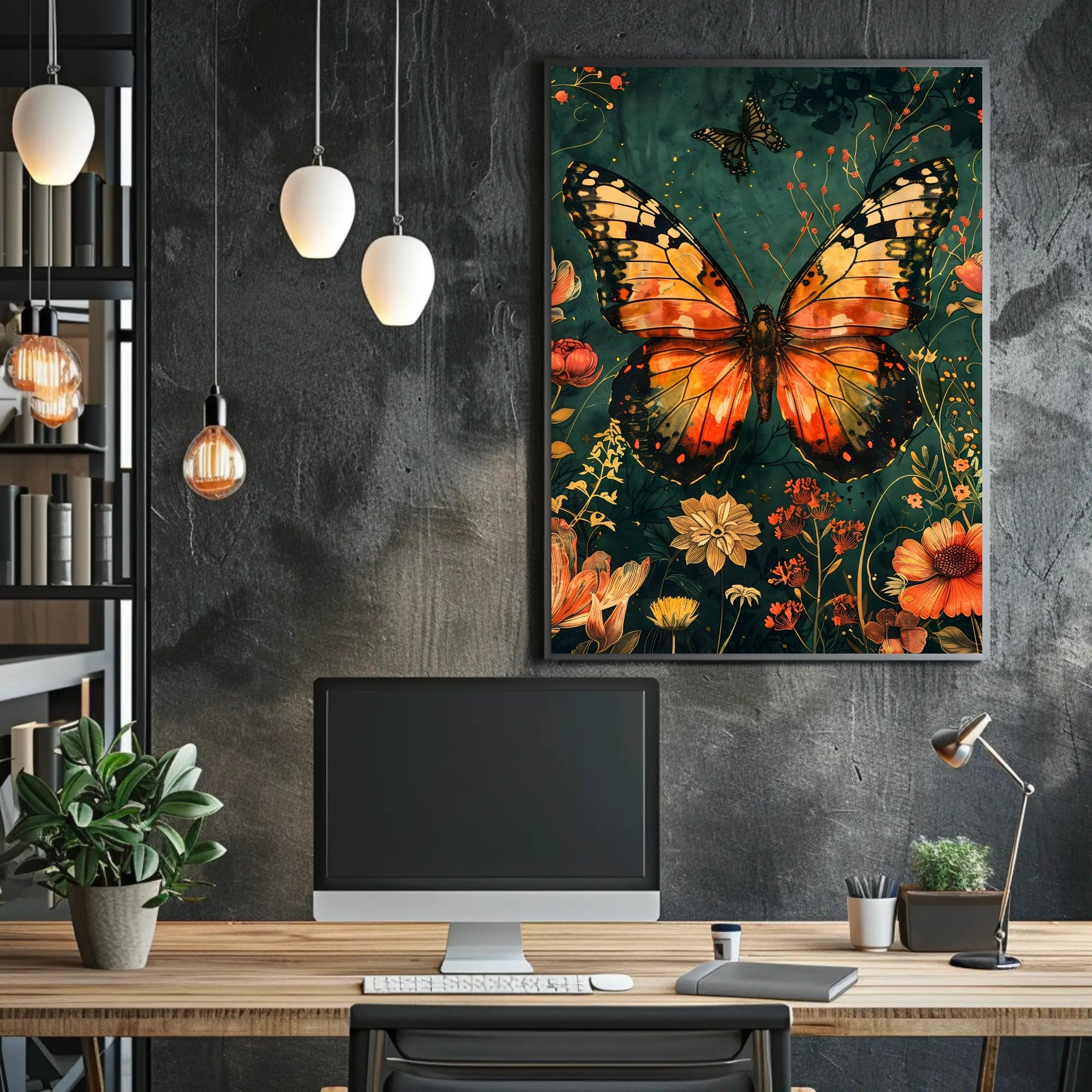 Butterfly and Botanical Garden Scene Animal Poster