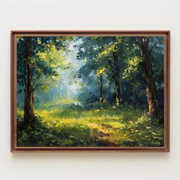 Serene Impressionist Forest Scene Art Poster