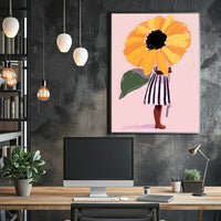 Whimsical Sunflower Child Poster Art Print