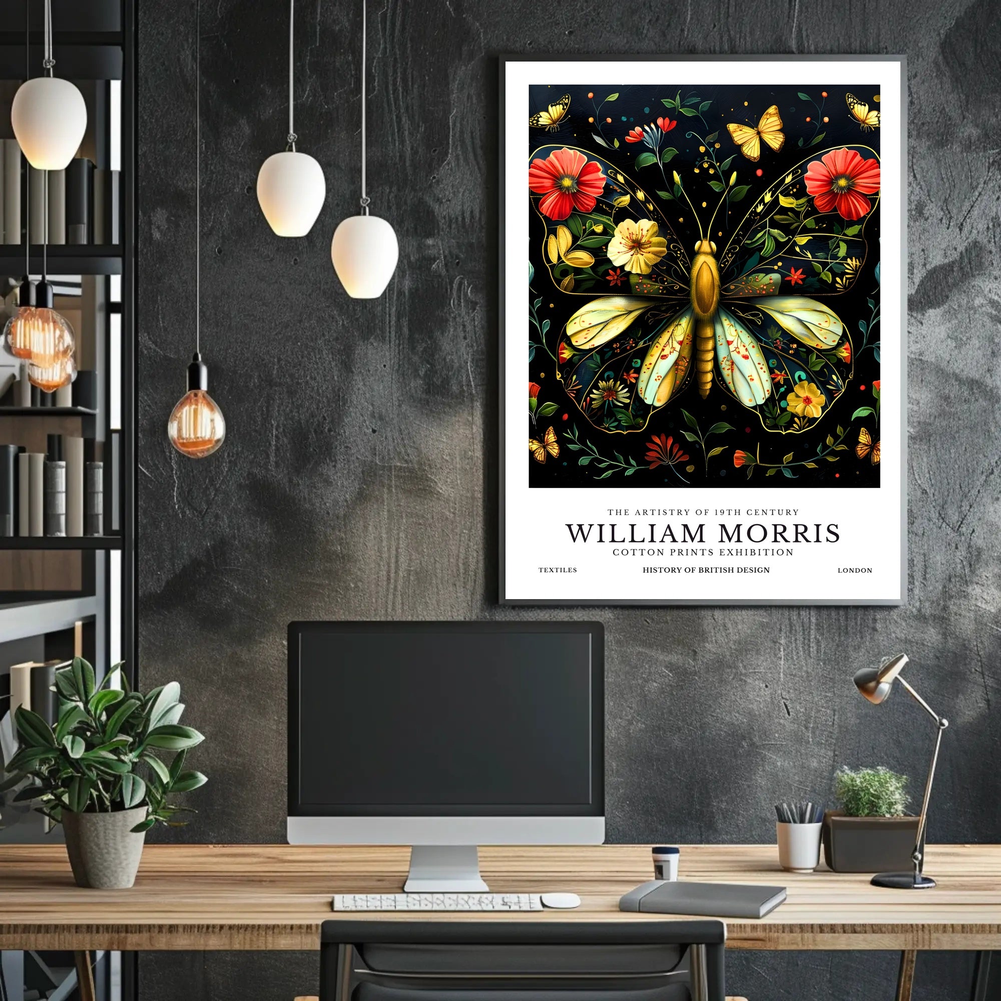 William Morris Butterfly Design Artistic Poster
