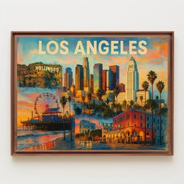 Los Angeles Landmarks Line Art Urban Poster