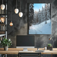 Serene Snowy Forest Pathway National Park Poster