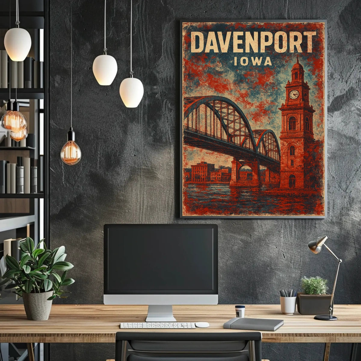 Davenport Iowa Nostalgic Travel Vintage Poster