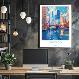 Chicago Skyline Reflections: Urban or Cityscape Poster