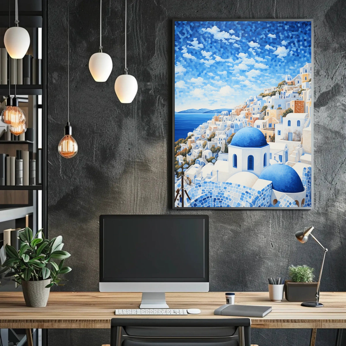 Santorini Greece Stunning Scenic Views Travel Poster