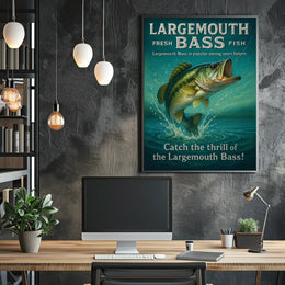 Largemouth Bass Vintage Fishing Adventure Poster