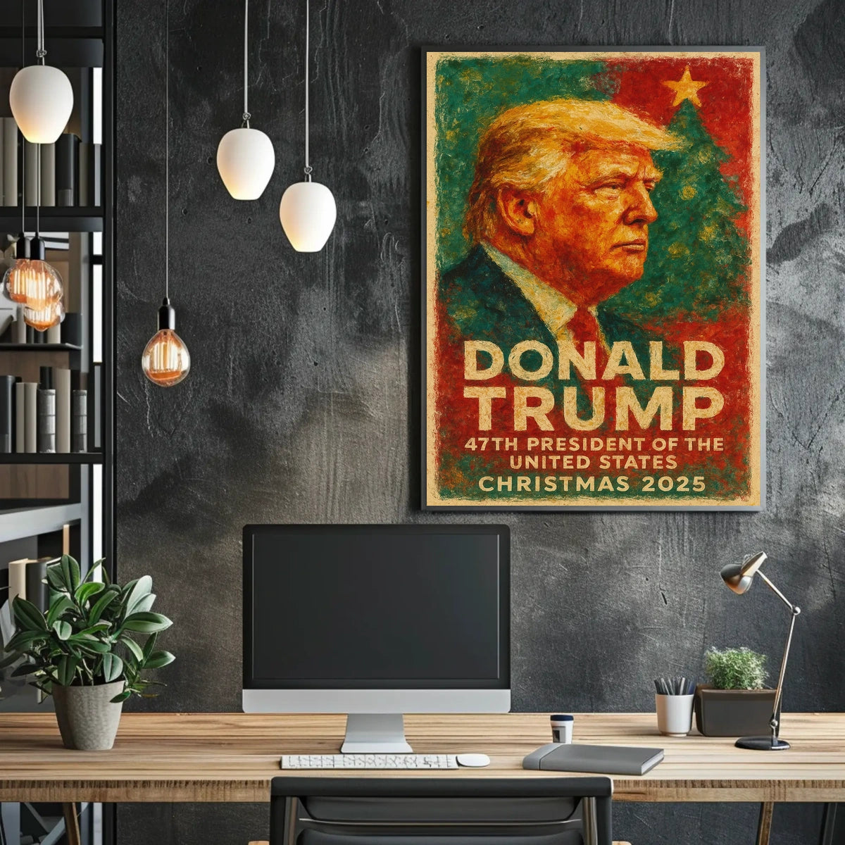 Step 1: Identify the correct poster category: Political or Propaganda Poster

Step 2:
Christmas 2025 Visionary Presidential Portrait Poster