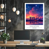 Singapore Skyline Sunset Vista Urban or Cityscape Poster