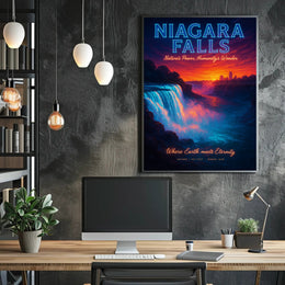 Niagara Falls Sunset Travel Poster PosterGoat