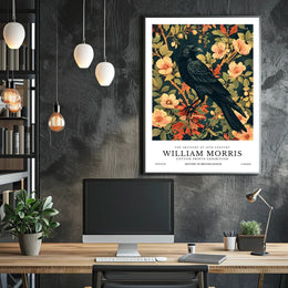 Victorian Blackbird Elegance: Ornate Arts and Crafts Poster