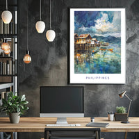 Tranquil Philippine Coastal Scene Watercolor Travel Poster PosterGoat
