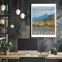 Scenic Bellagio Lake Como Italian Travel Poster