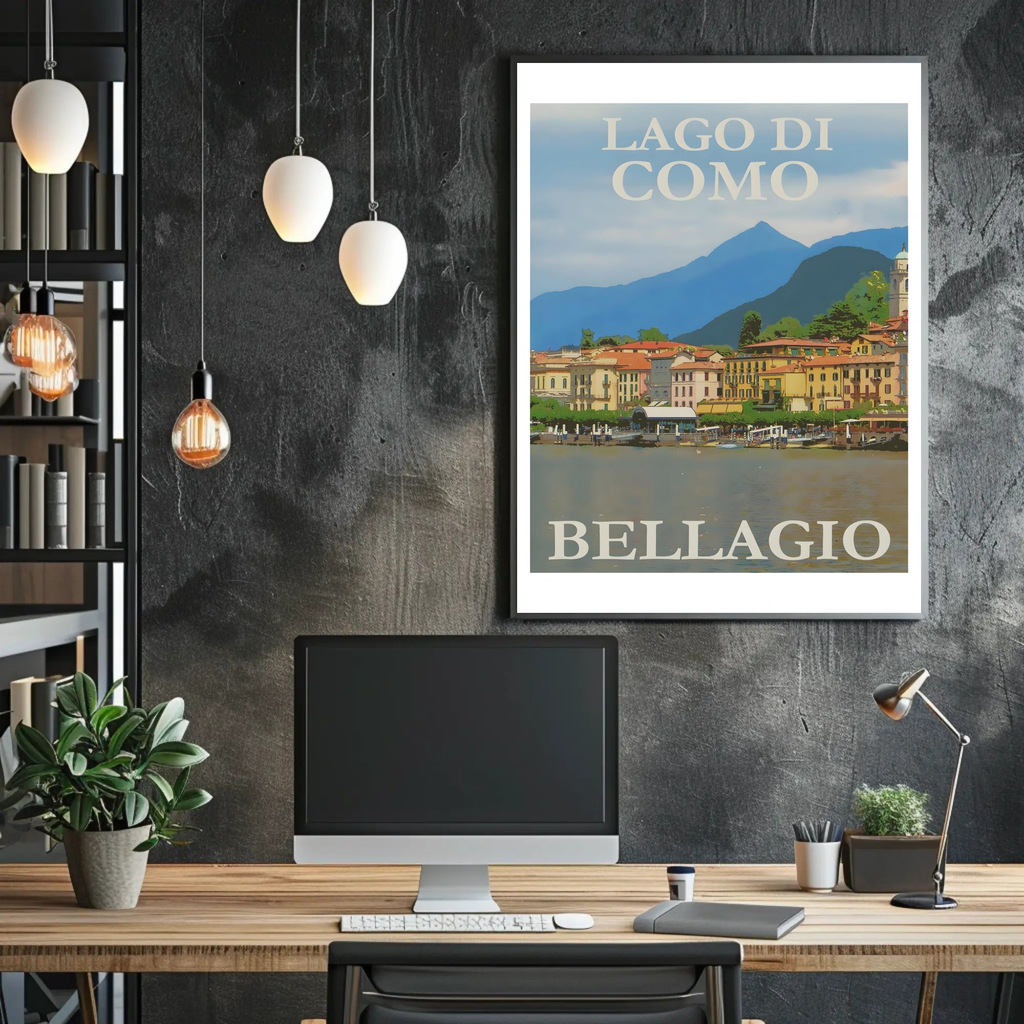 Scenic Bellagio Lake Como Italian Travel Poster