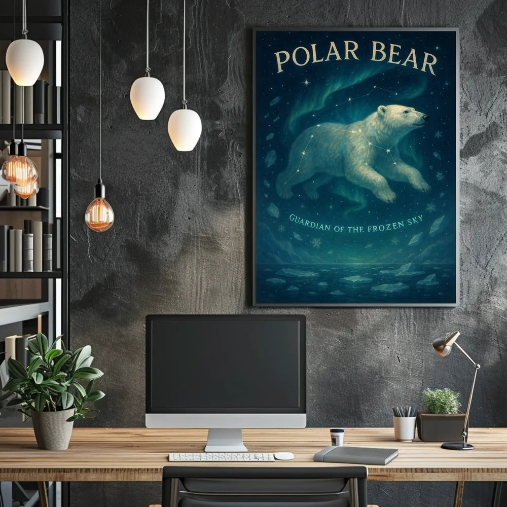 Mystical Polar Bear Under Stars Animal Poster PosterGoat