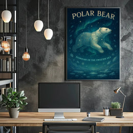 Mystical Polar Bear Under Stars Animal Poster PosterGoat
