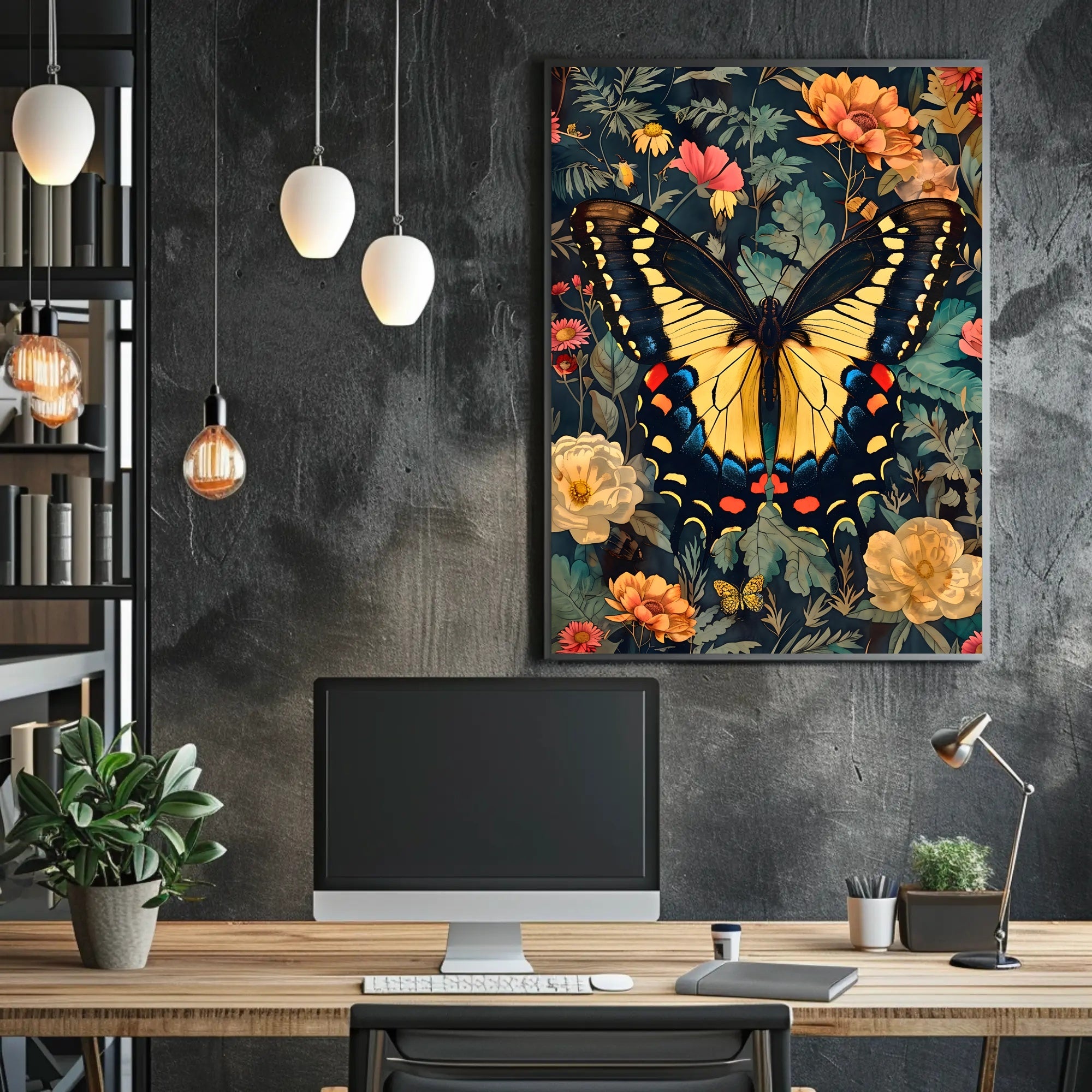 Butterfly Symphony: Vibrant Botanical Modern Art Animal Poster