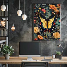Butterfly Symphony: Vibrant Botanical Modern Art Animal Poster