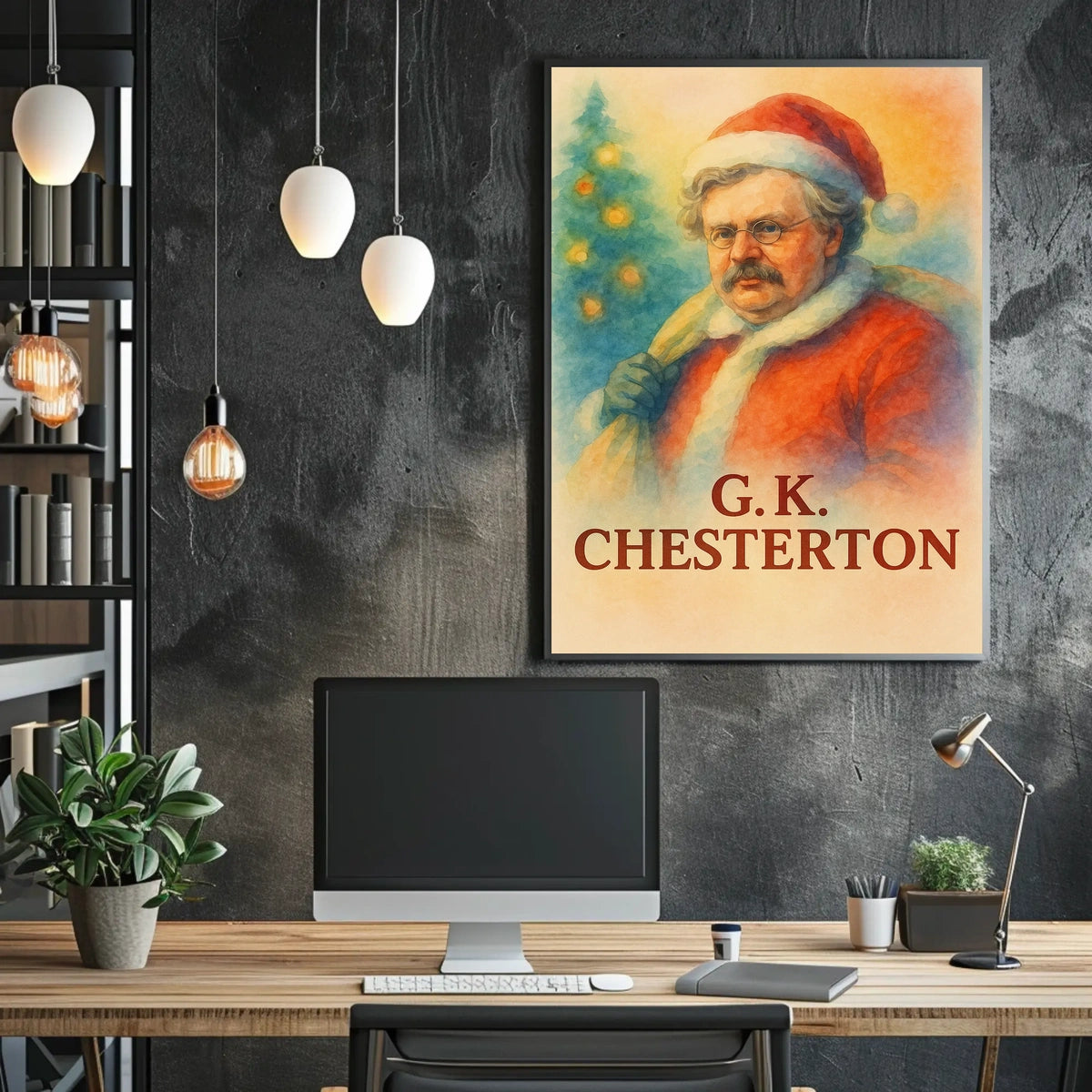 Santa Meets Literature: A Whimsical Cultural Heritage Poster