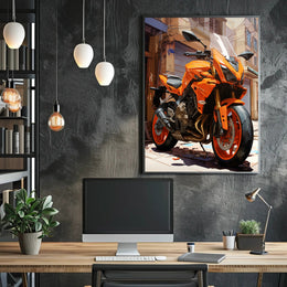 Vibrant Urban Motorcycle Poster PosterGoat