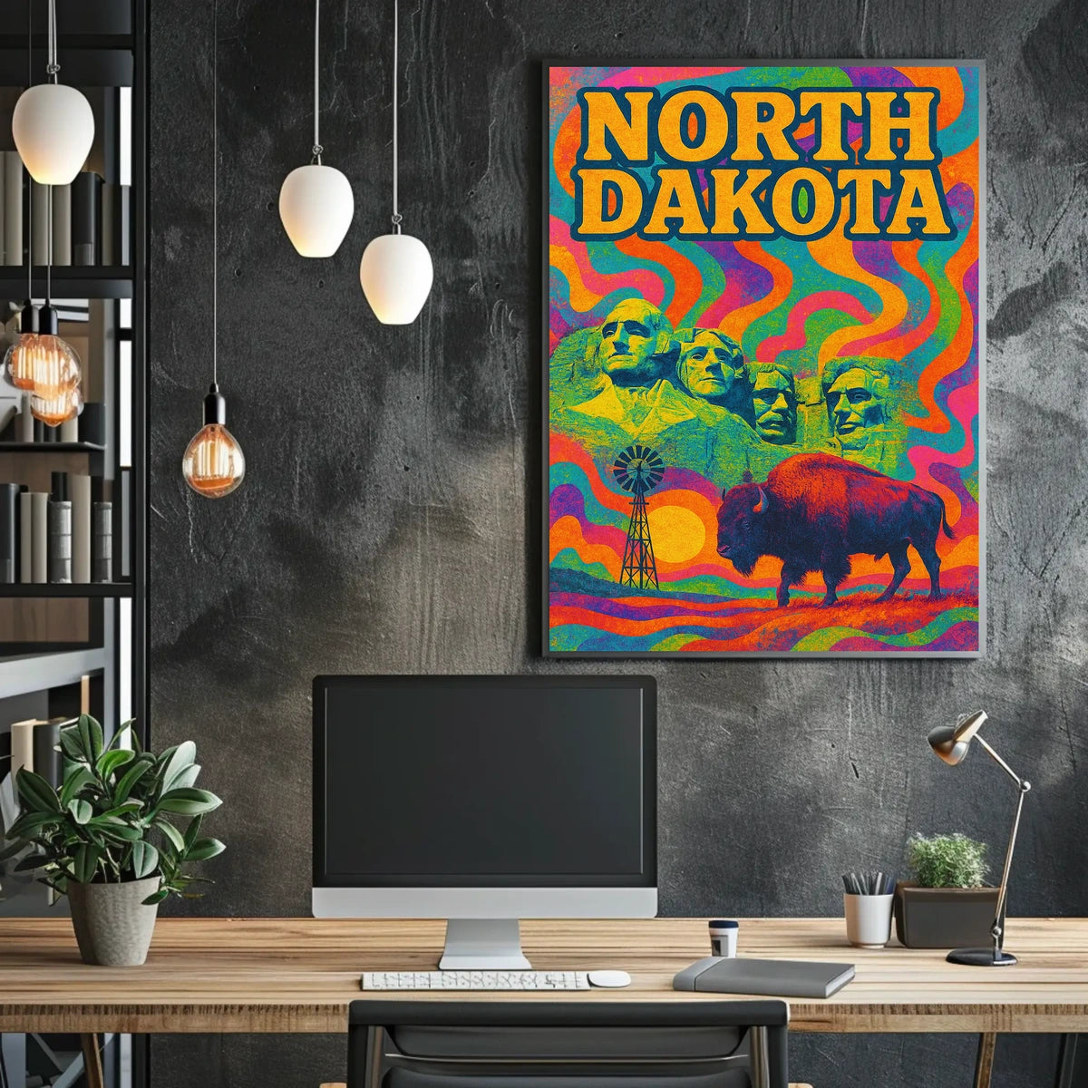 North Dakota Psychedelic Poster