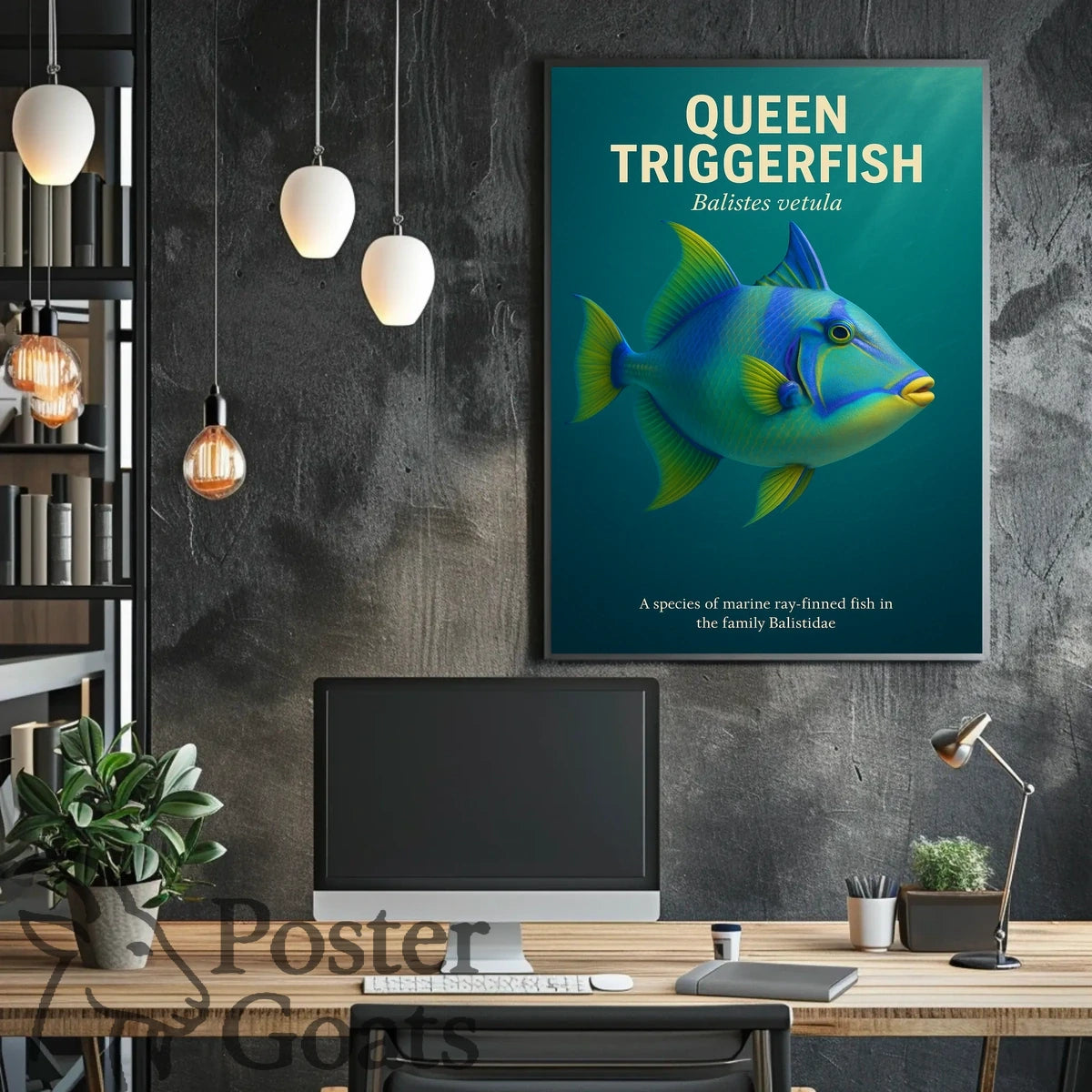 Queen Triggerfish Photorealistic Art Animal Poster