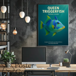 Queen Triggerfish Photorealistic Art Animal Poster