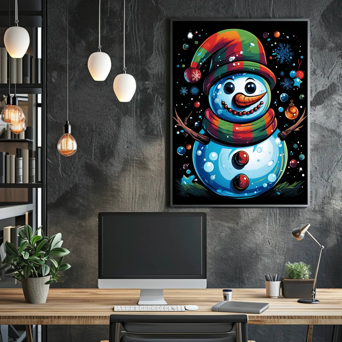 Whimsical Snowman Christmas Wonderland Artistic Poster
