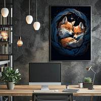 Starry Night With Foxes Poster