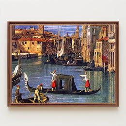 Venetian Gondolas in Vibrant Waterway Cultural or Heritage Poster