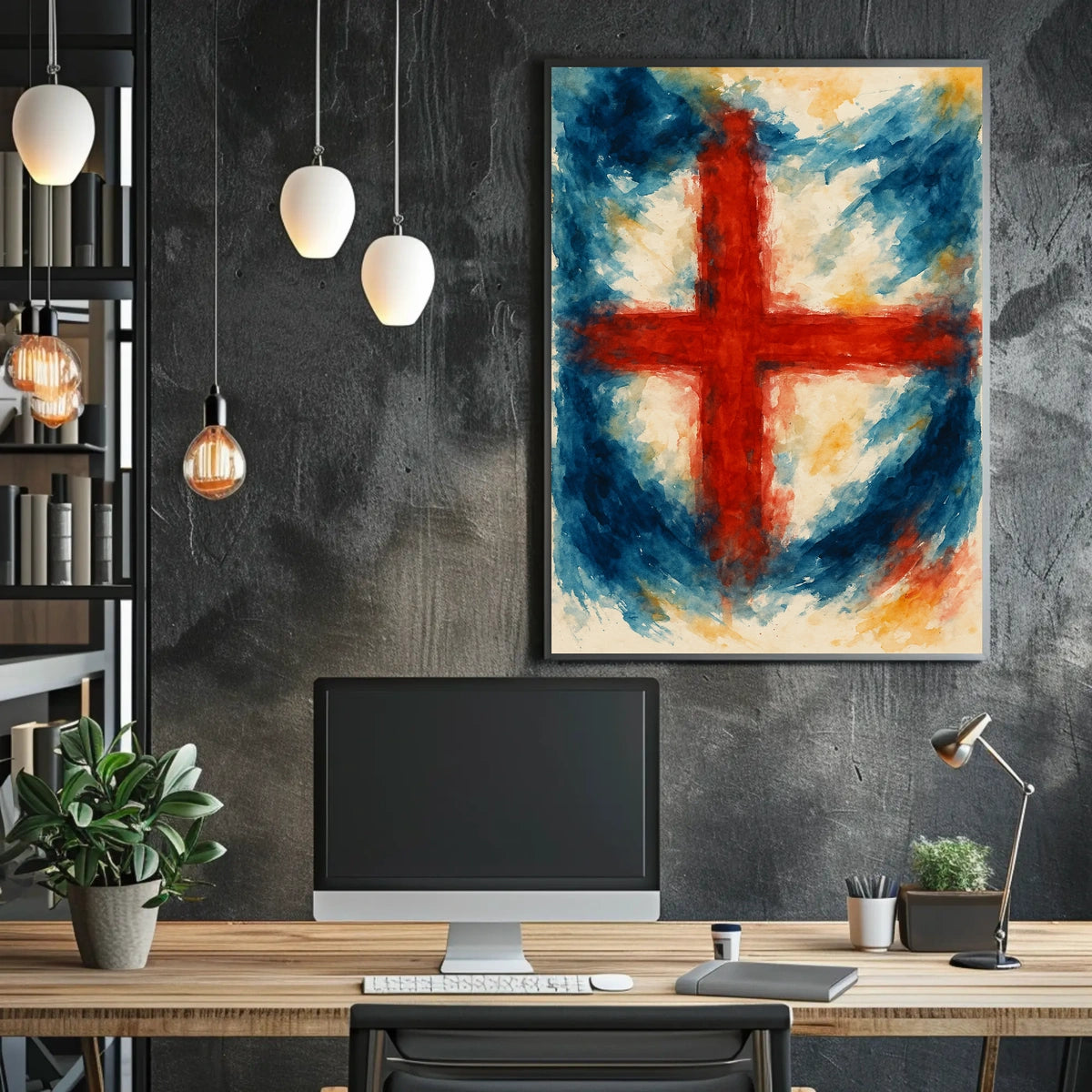 Abstract Cross In Watercolor Abstract Poster