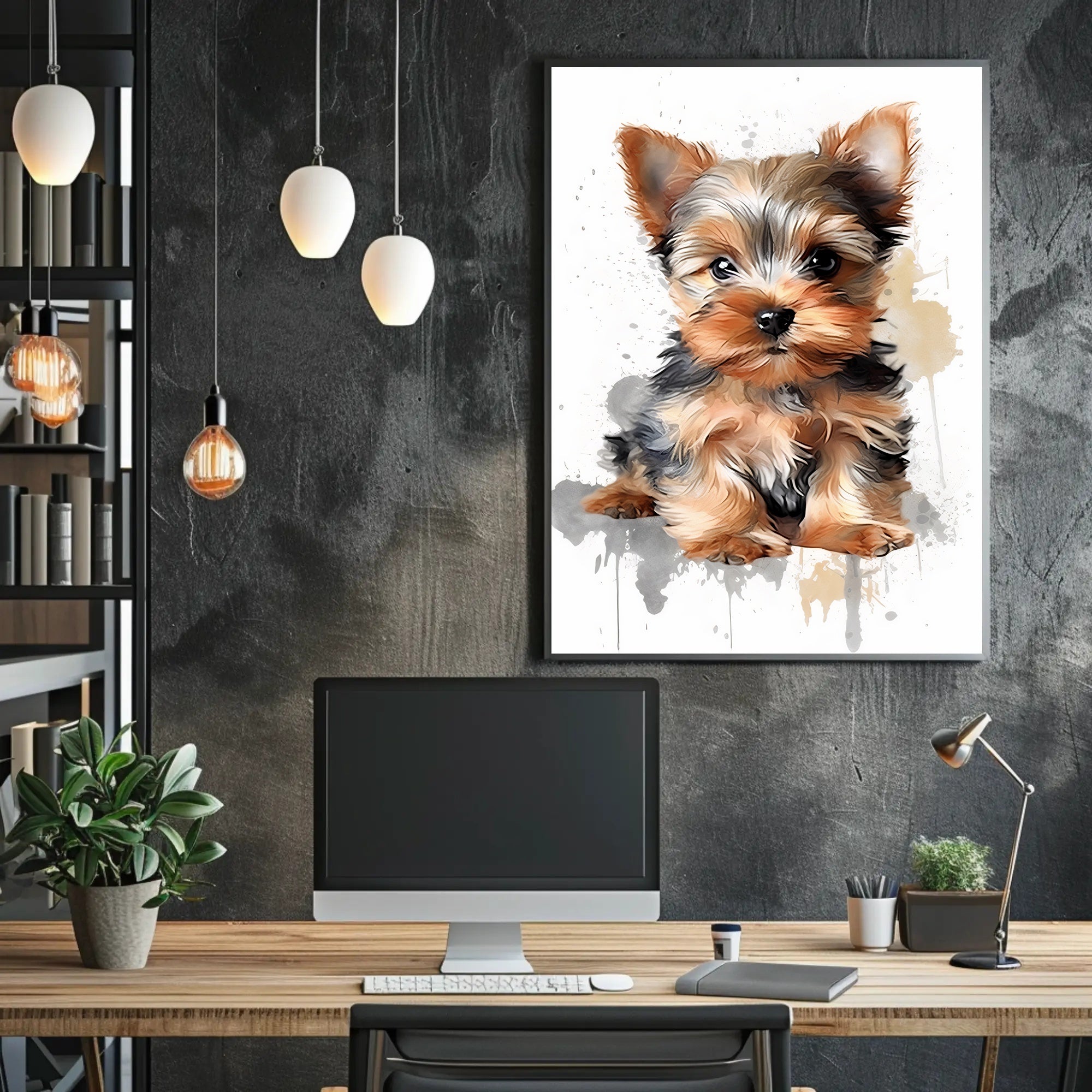 Yorkie Portrait Poster Cute Watercolor Wall Art