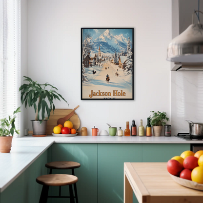 Jackson Hole Wyoming Vintage Poster - Snowy Town