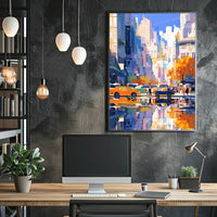 Vibrant Urban Cityscape Poster: Modern Artistic Style