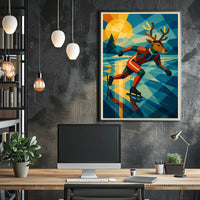 Dashing Deer on Ice: Abstract Sports Poster