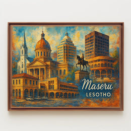 Maseru Skyline Wanderlust Vibrant Cityscape Digital Poster