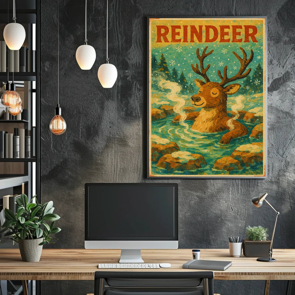 Relaxed Reindeer in Nature Animal Poster