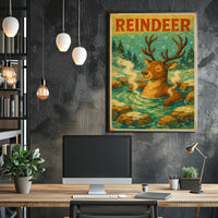 Relaxed Reindeer in Nature Animal Poster