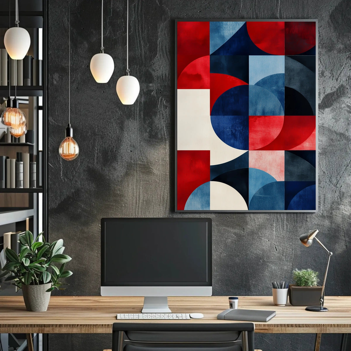 Geometric Shapes In Patriotic Abstract Art Modern Poster